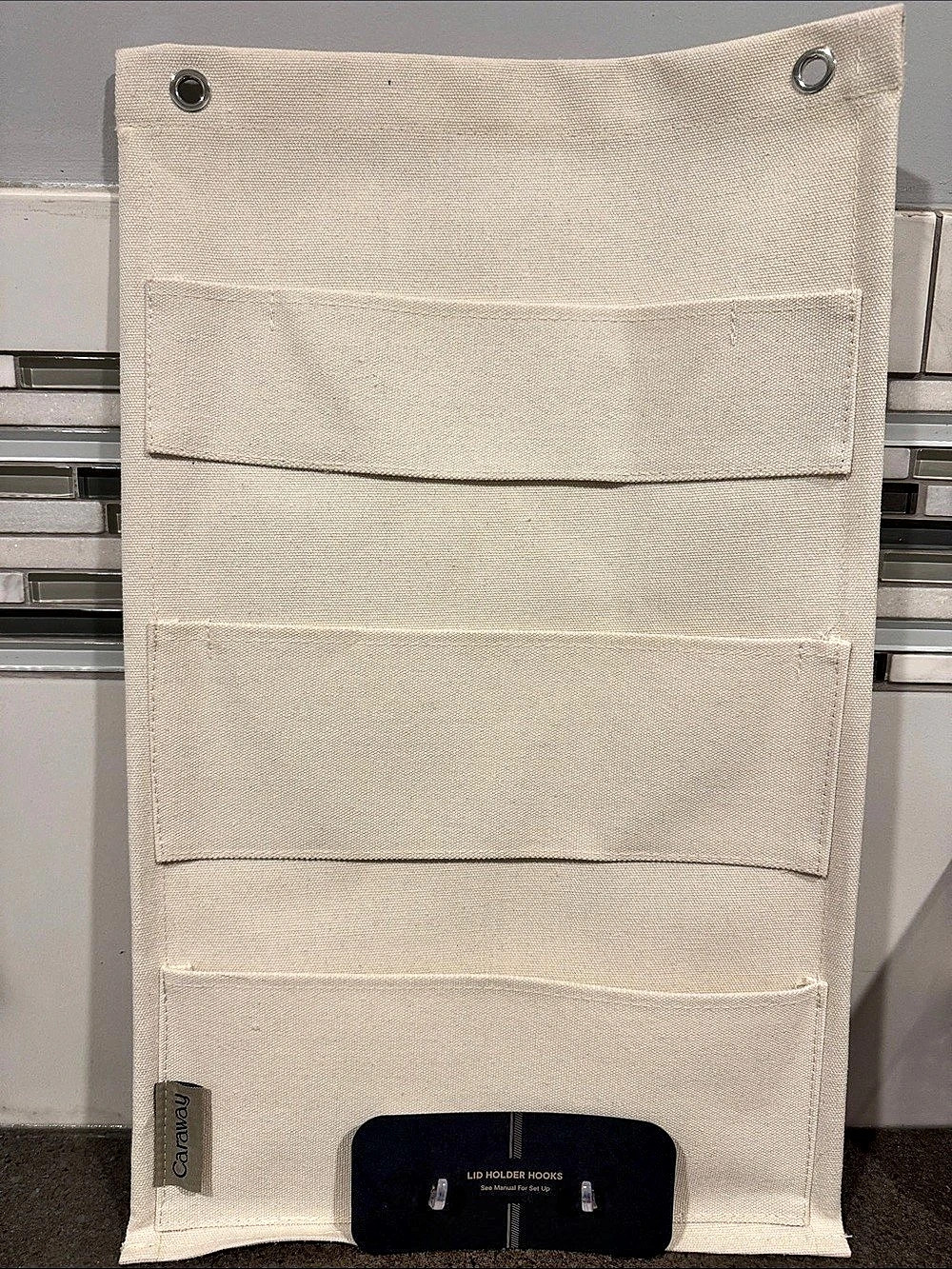 Caraway Hanging Lid Organizer in Cream Like New